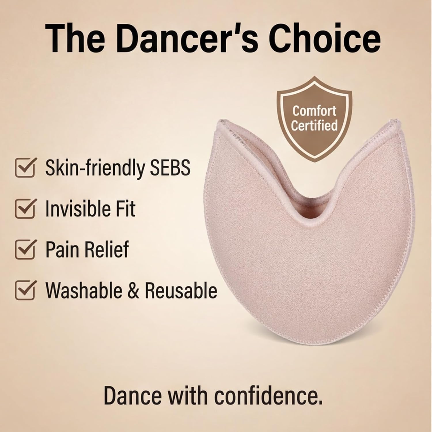 Toe Pads for Pointe Shoes, 1 Pair Soft Ballet Ballet Toe Pads Dance Shoe Toes Protector Accessories, 3.54 x 3.15 Inch High Heels Toes Caps Pad for Pointe Shoes, Forefoot Wrap Pad for Women Girls