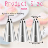 3 Pcs Open Star Cake Decorating Tip #21, Icing Piping Tip for Frosting, Open Star Icing Tips for Cake Decorating