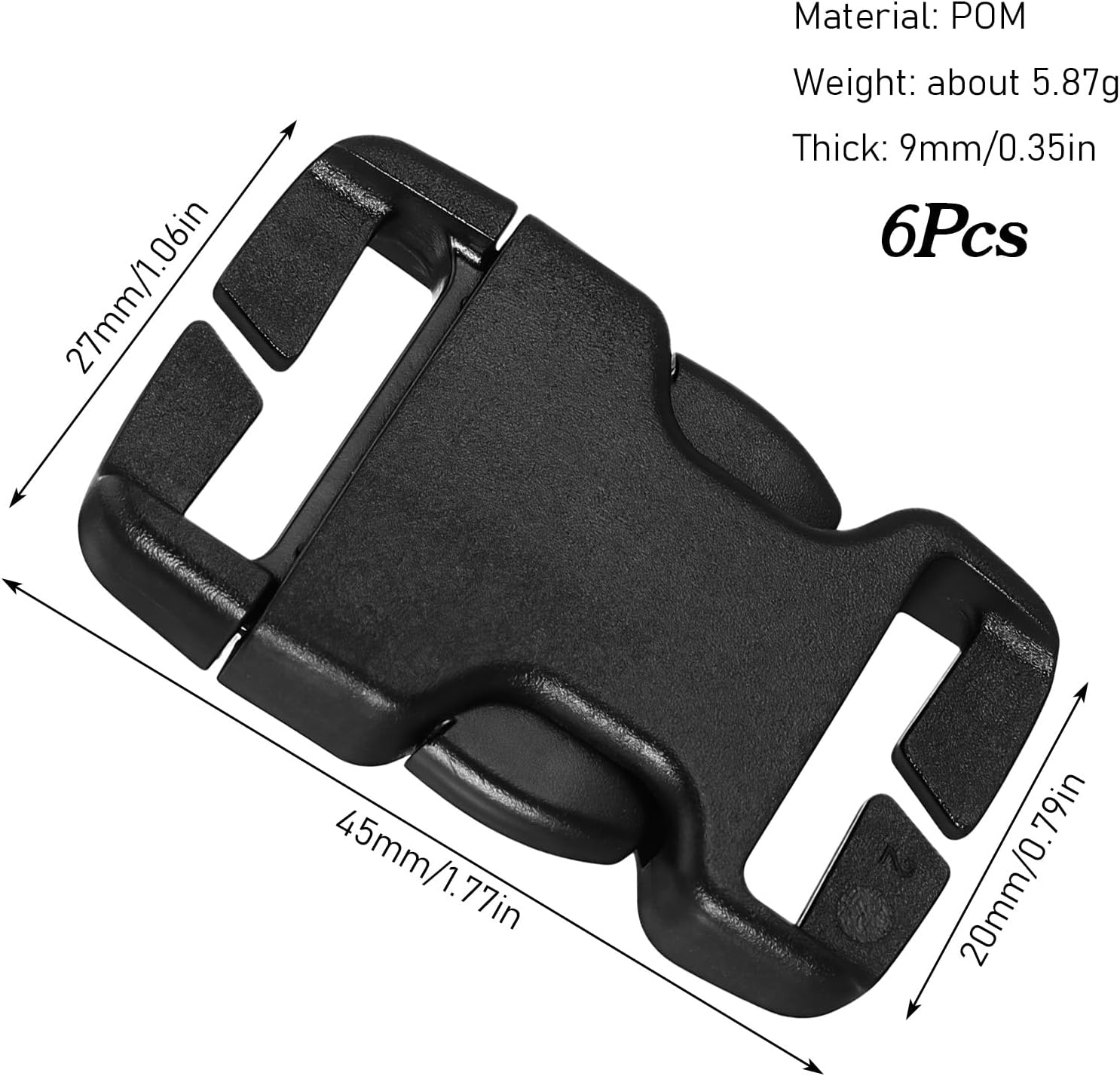Vin Beauty Quick Release Buckle 6 Pcs Plastic Buckle Clips 1 Inch Plastic Buckles Repair Kit No Sewing Required for 20mm/0.79inch Backpack Bag Strap