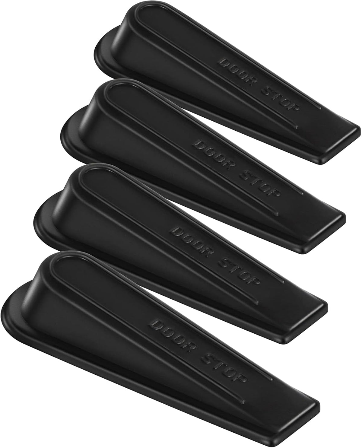 Heavy Duty Rubber Door Stopper Wedge Sturdy and Stackable Door Stop, Multi Surface Design, Fit for Gaps up to 1.2 Inches, 4 Pack, Black
