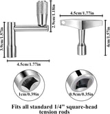 Drum Key 3 Pack Drum Keys for Tuning Drums, Universal Drums Tuning Keys with Continuous Standard Motion Speed Key, Standard 1/4" Socket, Multi Tool Chrome Plated Steel Tuners with Keyhole
