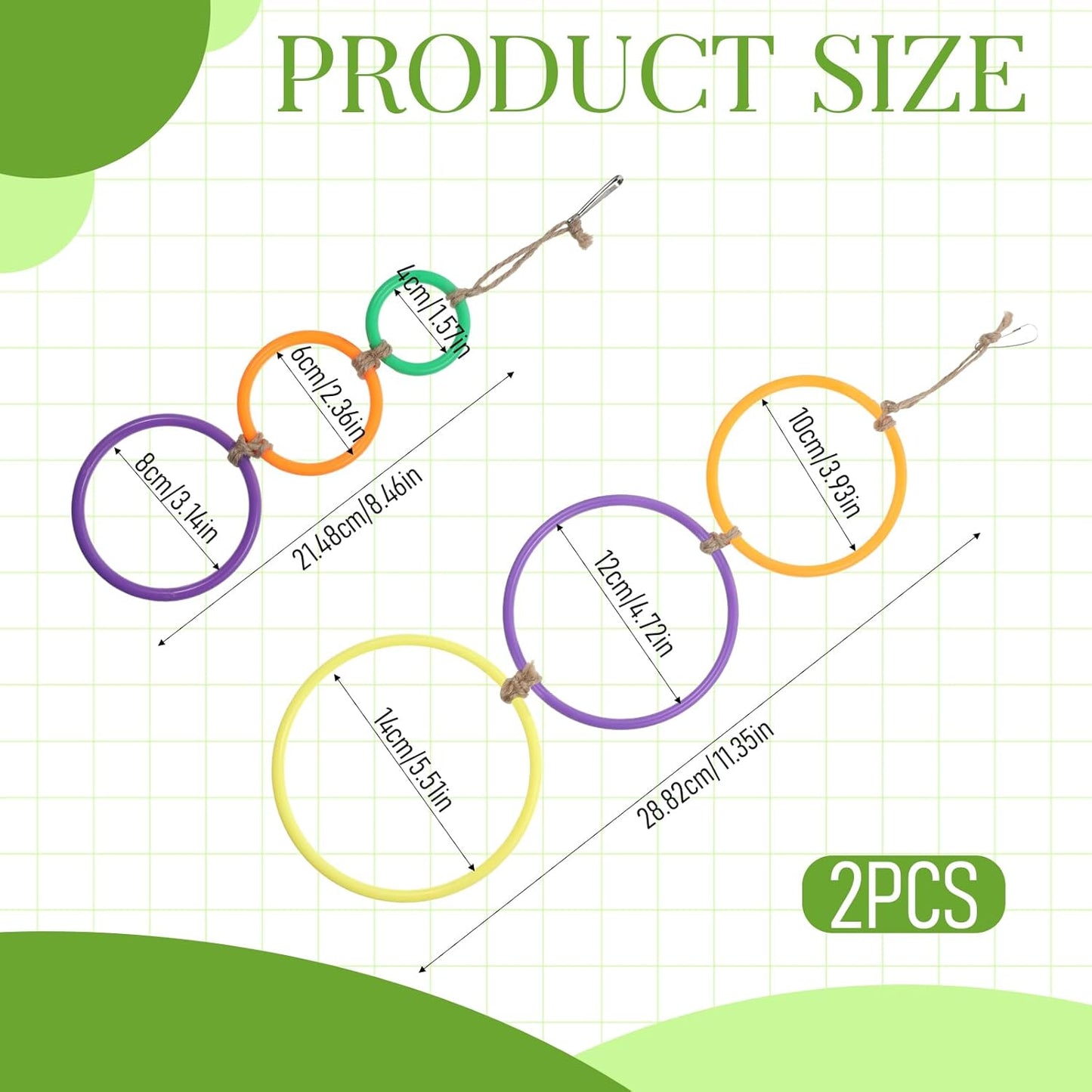 2 Pcs Snake Climbing Rings Snake Enrichment Toys for Ball Python Ball Python Tank Accessories, Reptile Enclosure Accessories Reptile Tank Accessory for Bearded Dragon, Chameleon, Lguana, Gecko, Lizard