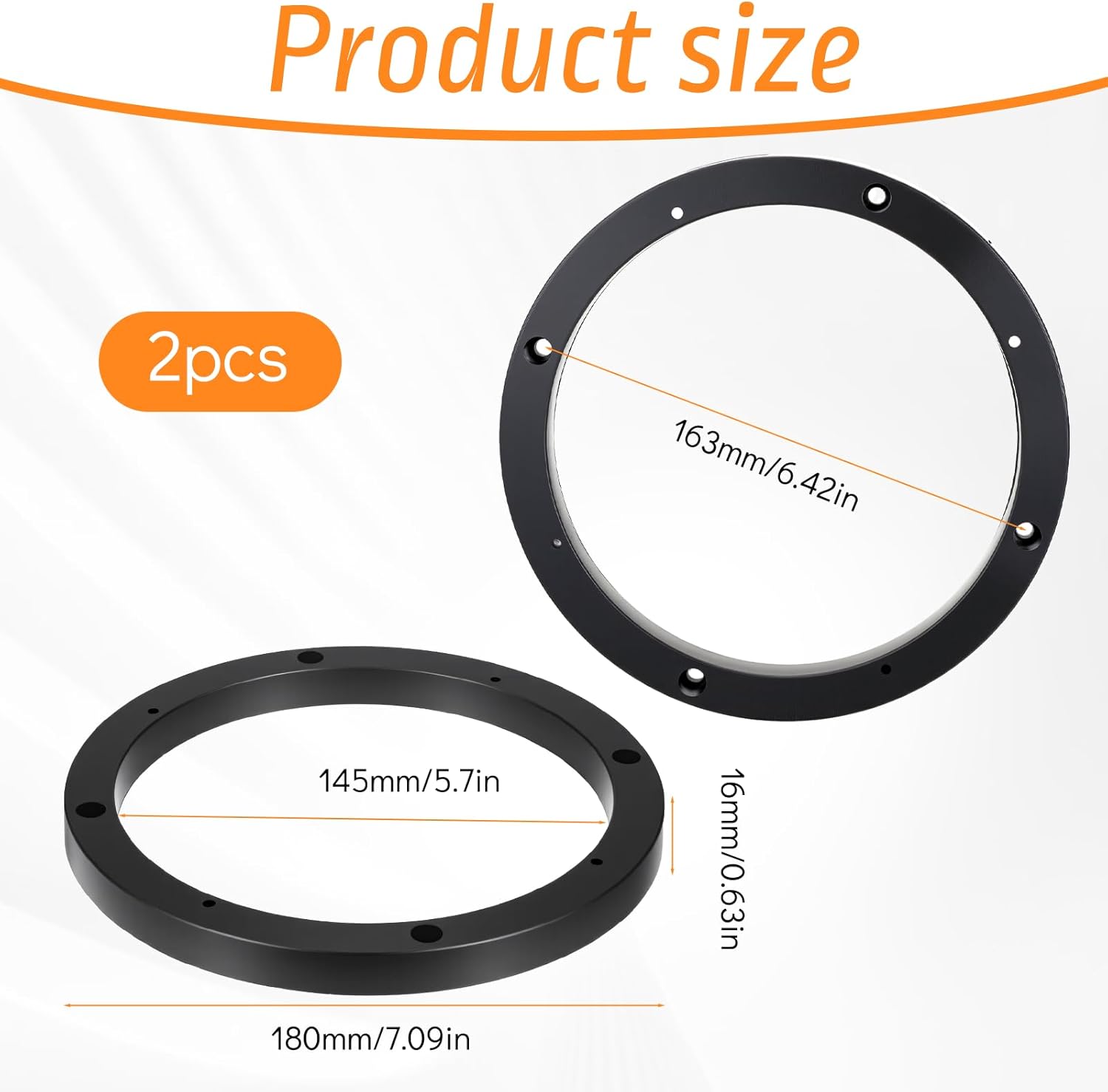 Vin Beauty 2 Pcs 6.5 Speaker Spacer Enhance Sound Quality 6.5 Inch Speaker Spacer 1 Inch No Cutting and Drilling Adaptor Subwoofer, Universal Rings Fixed Speakers for Most Cars