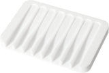 Soap Dish Shower Waterfall Soap Tray Holder for Bathroom, Kitchen, Counter Top, Flexible Silicone, Keep Soap Bars Dry, Easy Cleaning - White