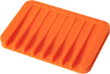 Soap Dish Shower Waterfall Soap Tray Holder for Bathroom, Kitchen, Counter Top, Flexible Silicone, Keep Soap Bars Dry, Easy Cleaning - Orange