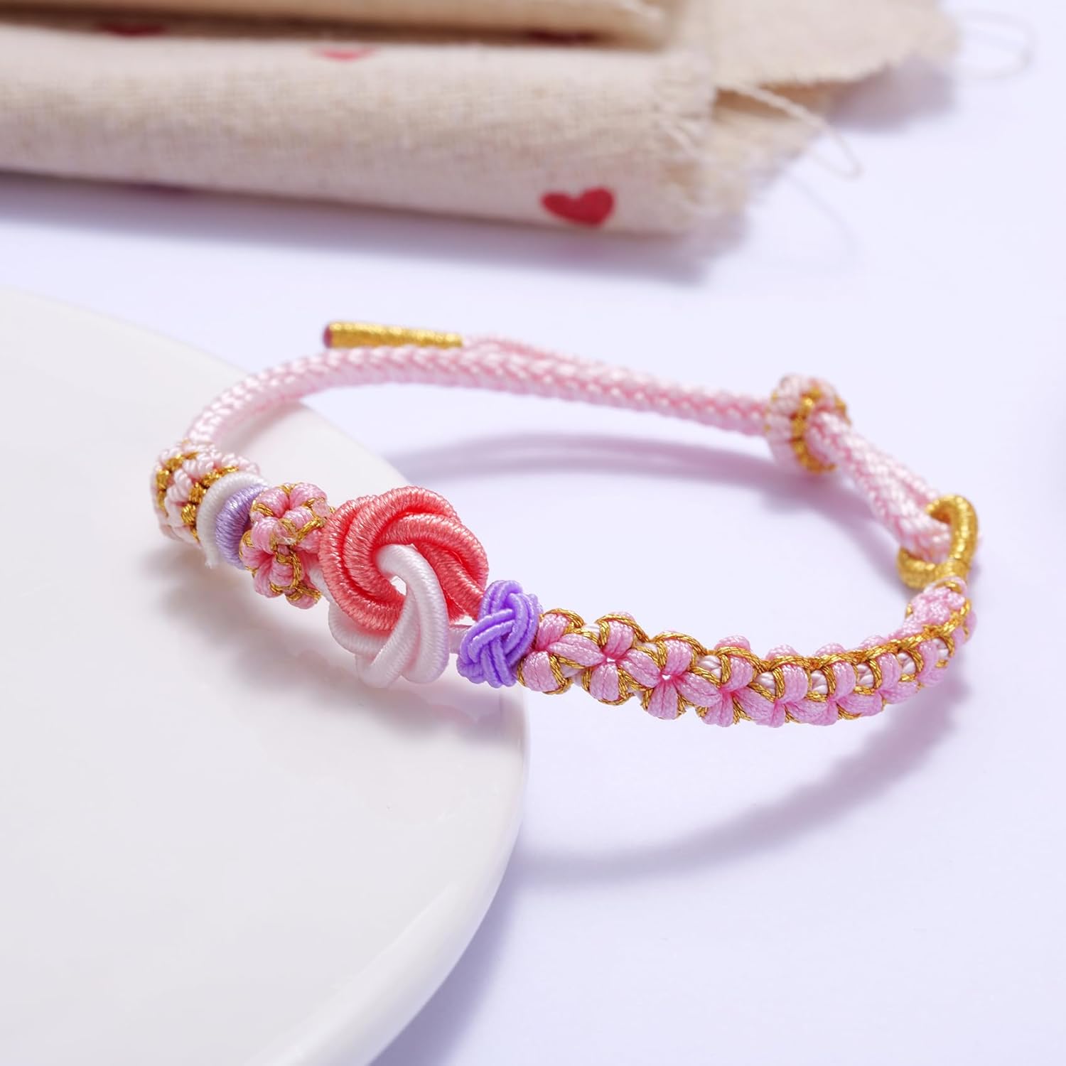 Kvekstio To My Granddaughter Blossom Knot Bracelet, Always Be Brave And Be Strong Adjustable Braided Bracelets for Granddaughter from Grandma, Inspirational Christmas Gift for Women Teen