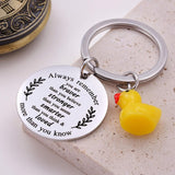 Inspirational Duck Keychain, Cute Lucky Duck Charm Keyring for Friends Teens, Positive Affirmation Duckling Gift