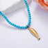 Kvekstio Turquoise Beaded Choker Necklace for Women, Gold Fish Pendant Necklace with Gold Chain, Elegant Boho Beach Summer Gift