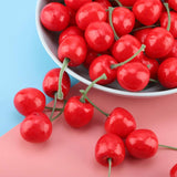 20Pcs Red Artificial Cherries, Realistic/Lifelike Fruit Cherry Ornament, Home Kitchen Party Decoration & Photography Prop, Plastic, 1x1x0.2 inches