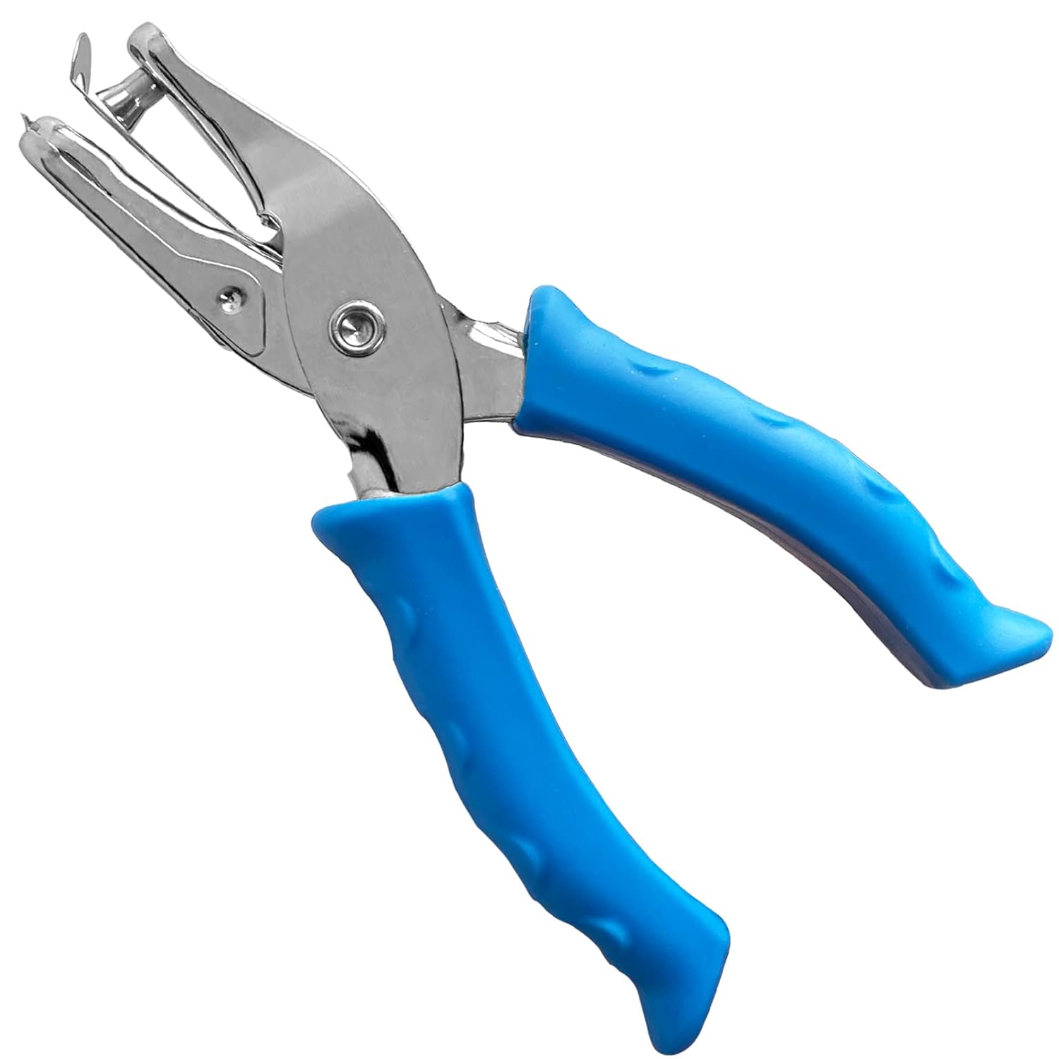 Single Hole Punch 1/4” Paper Hole Puncher for Crafts, One Hole Puncher with Blue Soft Grip Handle for Kids and Adults, Handheld Circle Punch for Paper Crafts in Home, Office, Classroom
