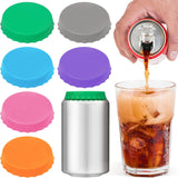 6 Pack Silicone Soda Can Cover Lids, Reusable Soda Can Lids Beer Can Covers Pop Can Covers, BPA Free Silicone Can Cover, Stopper and Protector for Soda, Beer, Beverage, Juice, Coke, Fits Standard Cans
