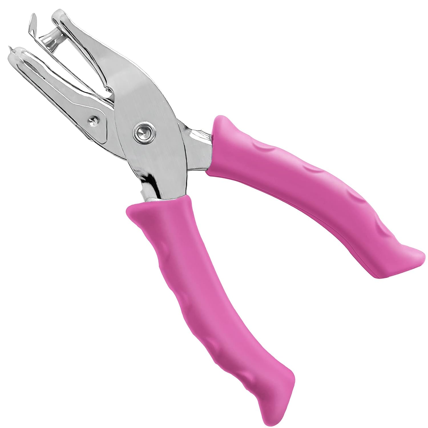 Single Hole Punch 1/4” Paper Hole Puncher for Crafts, One Hole Punch with Pink Soft Grip Handle, Small Hole Punchs or Kids and Adults, Handheld Circle Punch for Paper Crafts in Home, Office,Classroom