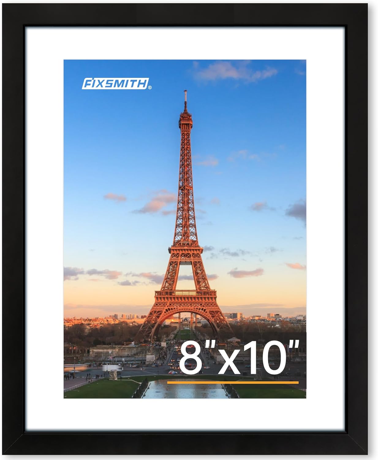 8x10 Picture Frame 1 Pack, Photo Frame with HD Plexiglass, Display Pictures 5x7 with Mat or 8x10 Without Mat, Picture Frames Collage for Tabletop or Wall Display, Black