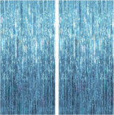 2 Pack Blue Backdrop Streamers Party Decorations Tinsel Fringe Backdrop Ocean Themed Decorations Foil Curtain Blue Birthday Ocean Party Decor Supplies