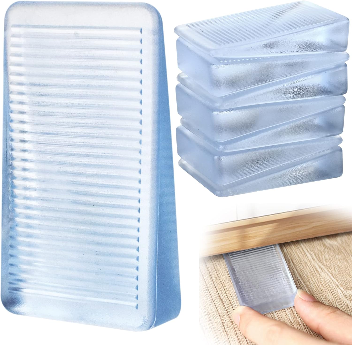 8 Pack Clear Plastic Shims, Level Wedge, Furniture Levelers, Non-Slip PVC and Rubber, Rectangular, For Uneven Floors, Tables, Furniture