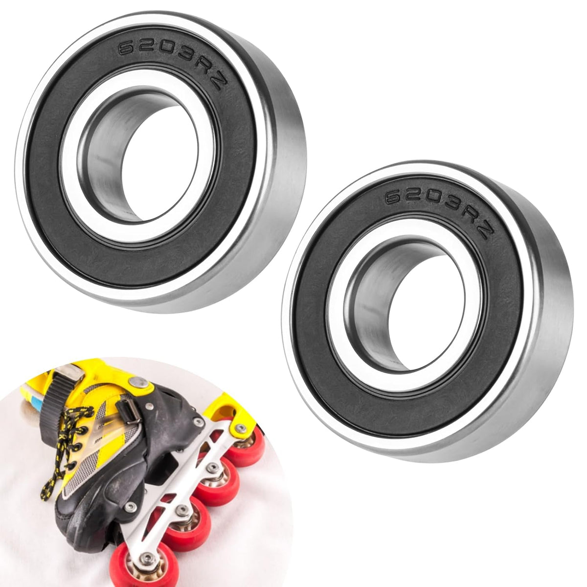 6203-RS Sealed Bearing 2Pcs 6203RS Bearings ID 17mm x OD 40mm x Width 12mm Double Rubber Sealed Bearing Deep Groove Ball Bearing for Wheels, Bike, Mower