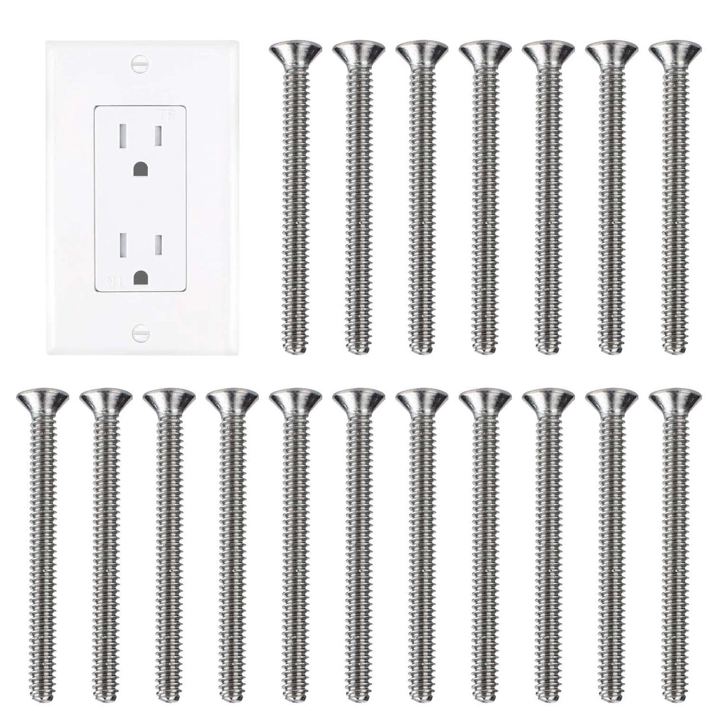Extra Long Outlet Screws 6-32 x 1-1/2 Inches Electrical Outlet Screws 304 Stainless Machine Screws - 30 Pack