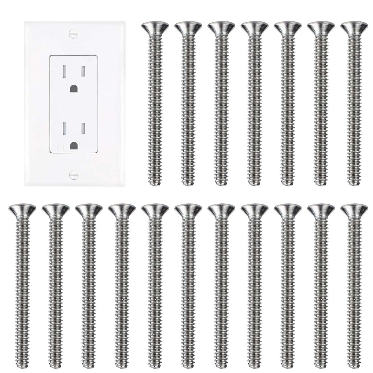 Extra Long Outlet Screws 6-32 x 1-1/2 Inches Electrical Outlet Screws 304 Stainless Machine Screws - 30 Pack