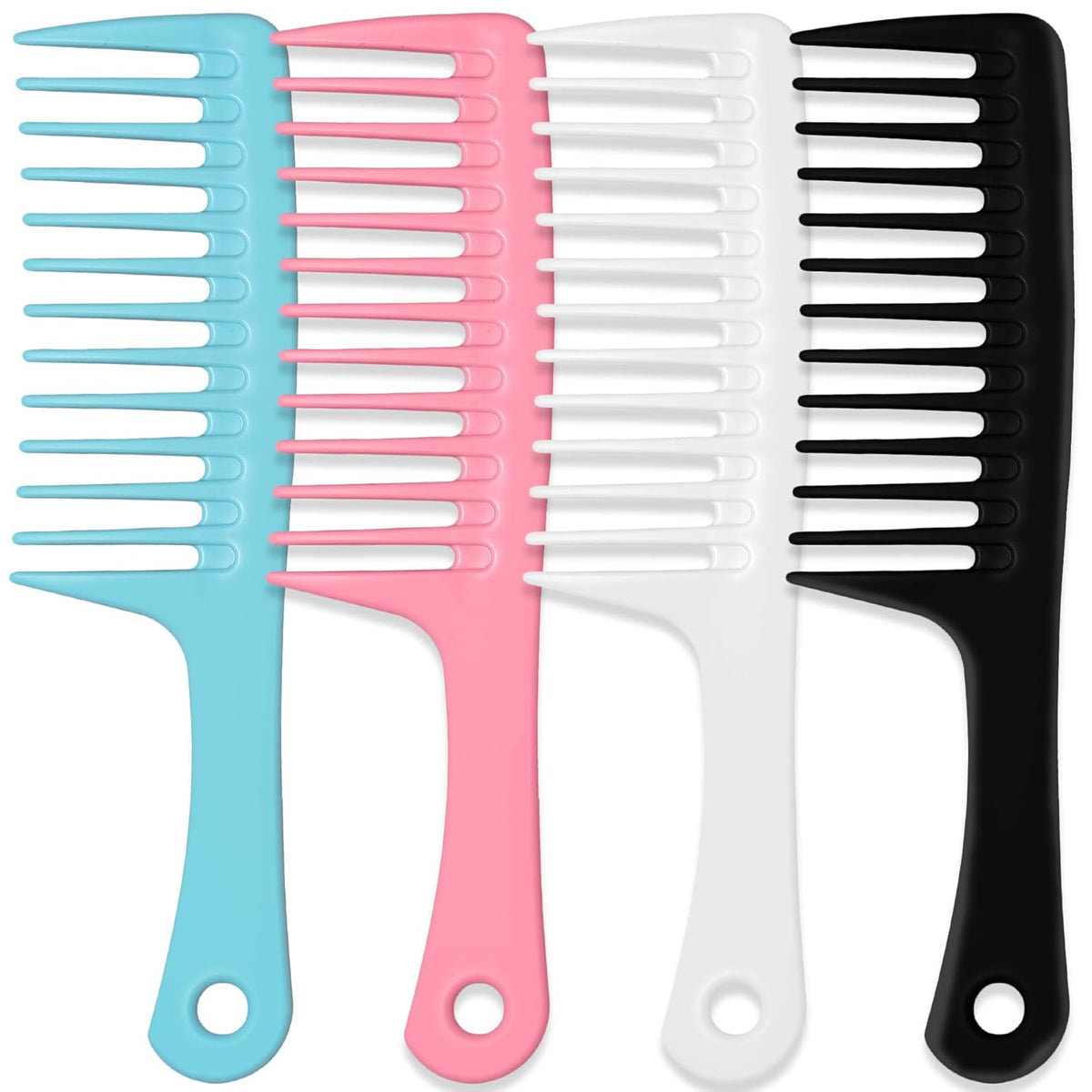 MODENGKGJIAN 4PCS Wide Tooth Detangling Comb, Large Hair Styling Comb for Curly, Wet, Lg Hair (Multi-colored, Polypropylene, Handgrip)