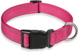 Reflective Dog Collar with Buckle Adjustable Safety Nyl Collars for Small Medium Large Dogs, Pink S
