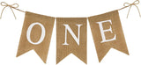Burlap One Banner - NO DIY One Highchair Banner First Birthday Boy Girl Banner Sign Decoration 1st Happy Birthday High Chair Banners for Babies Photo Prop Party Decoration Indoor Outdoor