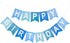 Happy Birthday Banner Large - NO DIY Blue Happy Birthdays Banner Sign Happy Birthday Party Paper Hang Decoration Happy Birthdays Banners Bunting for Men Boy Sea Theme Celebration Party Backdrop