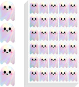 600Pcs Halloween Ghost Stickers - Cute Halloween Stickers Holographic Happy Halloweens Party Favor Sticker Self Adhesive Ghost Face Label Sticker for Envelope Seal Card Halloweens Decor
