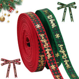 Christmas Ribbon, 3/8 Inch, 20 Yard, Red and Green Merry Wrapping Ribbon for Craft Wreath Decor Bow Flower Bouquet (2 Roll)