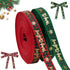 Christmas Ribbon, 3/8 Inch, 20 Yard, Red and Green Merry Wrapping Ribbon for Craft Wreath Decor Bow Flower Bouquet (2 Roll)