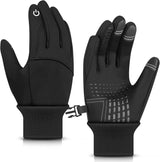 Kids Winter Gloves Windproof Water-Resistant Thermal Touchscreen Anti-slip Cold Weather for Girl Boy, Black