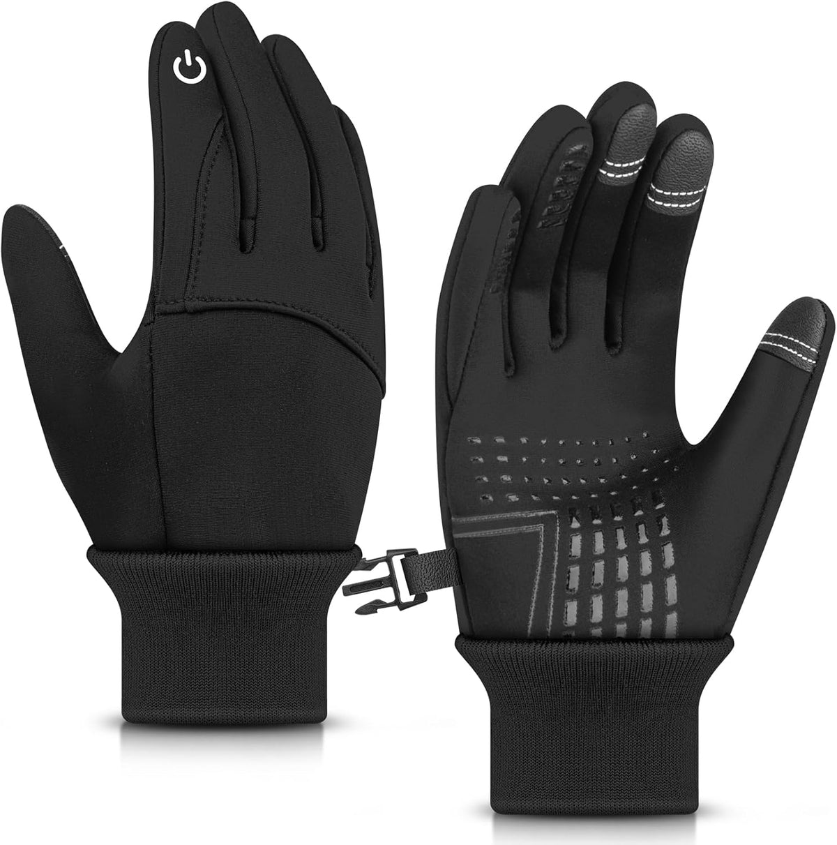 Kids Winter Gloves Windproof Water-Resistant Thermal Touchscreen Anti-slip Cold Weather for Girl Boy, Black