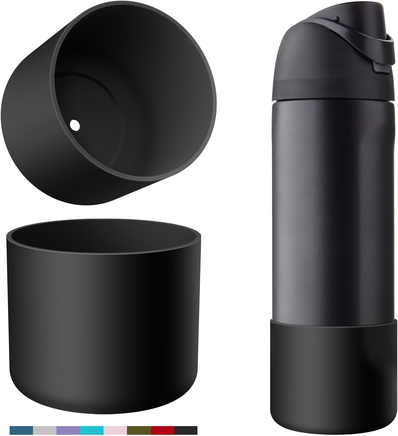Silice Boot for Owala Water Bottle, 2PCS Anti-Slip Protective Sleeve for FreeSip/Twist/Flip Water Bottles, BPA Free, Dishwasher Safe, Bottom Bumper Cover Cup Accessories