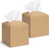 2 Pcs Square Cream Tissue Box Cover PU Leather Decorative Tissue Organizer Dispenser Holder for Bathroom, Desk, Home, Car, Office, 5.12" X 5.12" X 5.12"