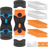 Razor Scraper Tool 2 Pack, Razor Blade Scraper Tool with 20pcs Plastic Blades and 20pcs Metal Scraper Blades, Paint Scraper for Glass, Decals, Wallpaper, Stickers
