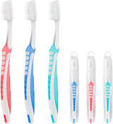 Petluno Nano Toothbrushes Medium Bristle Silicone for Sensitive Teeth and Gums Individually Wrapped Travel Toothbrush Set, Hard Multiple Colors (3 Box) 3 Box Pink Blue Green 