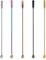 Coffee Stick Stainless Steel Swizzle Reusable Metal Stir Sticks Cocktail Drink Stirrer Spoon Beverage Stirrers with Small Rectangular Paddles Stirring Bar Set(7.73inch long) 