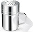 Stainless Steel Dredge Shaker Spice Shakers with Handle Powdered Sugar Pepper 6 Oz Metal Salt Holes and Lid Fine Powder for Cinnamon Cocoa Flour Baking Seasoning 