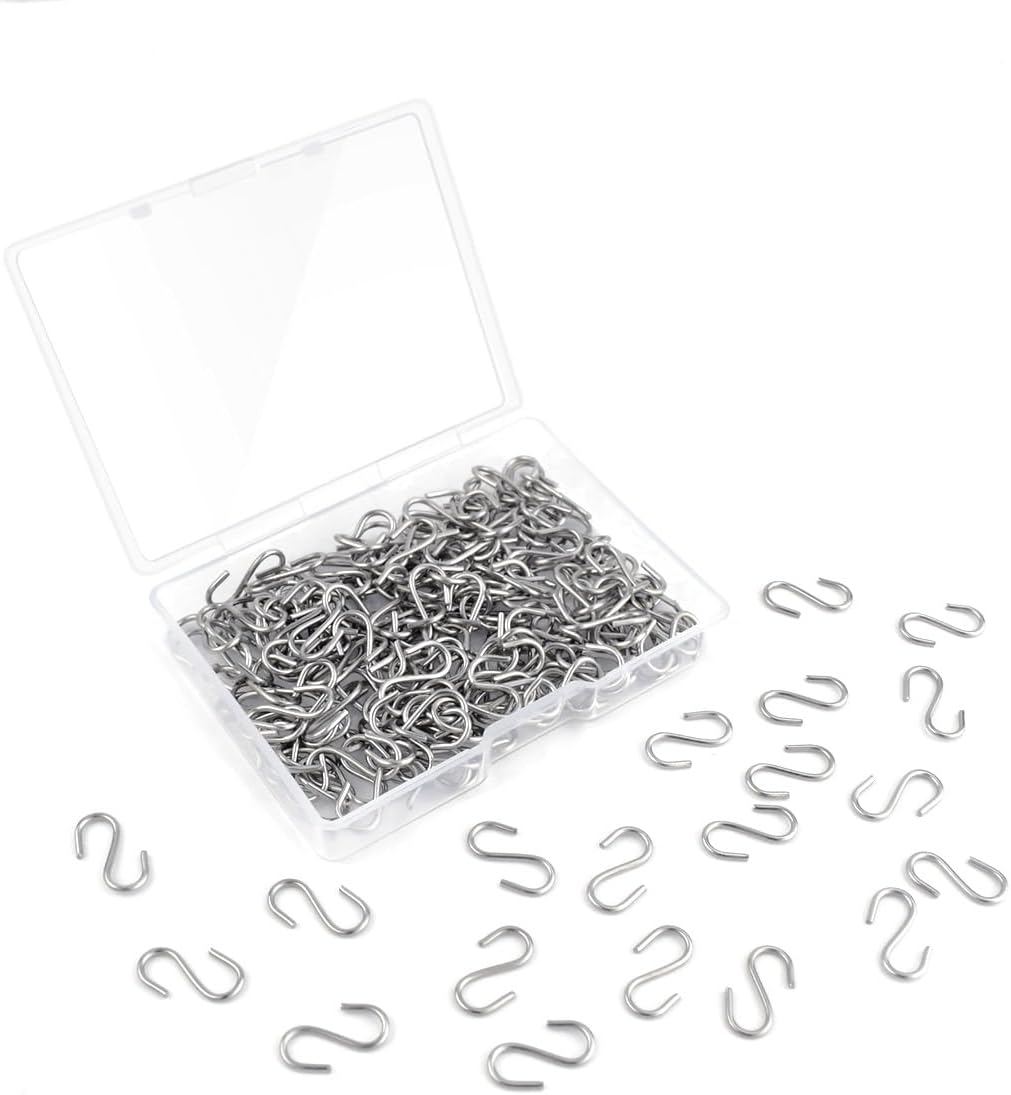 100 Mini S Hooks - Metal Shaped Hangers for Crafts, Jewelry & DIY Key Chains 
