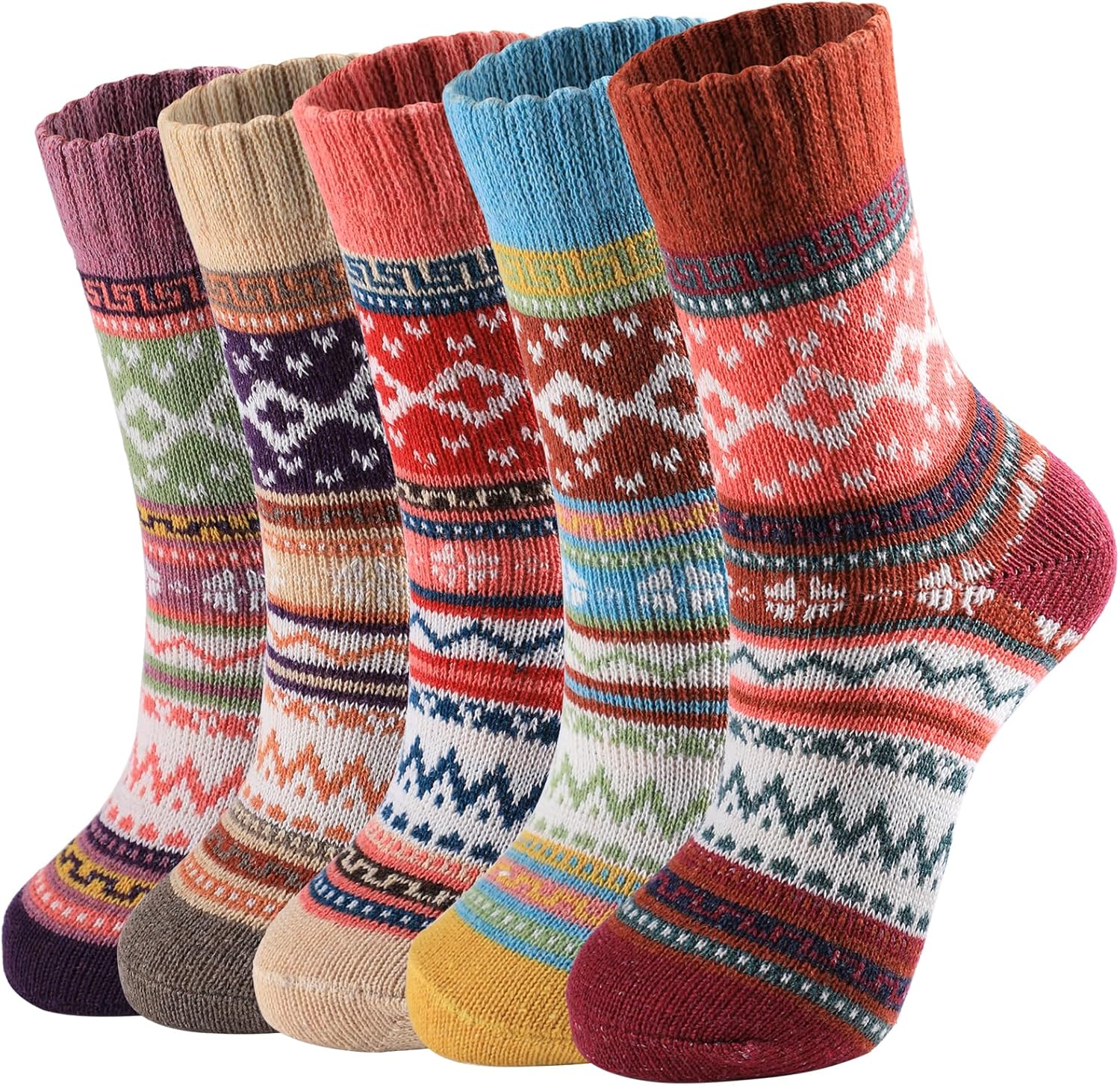 Wool Socks for Women - Womens Wool Socks Winter Sock for Women Men Warm Thick Knit Soft Vintage Casual Crew Sock