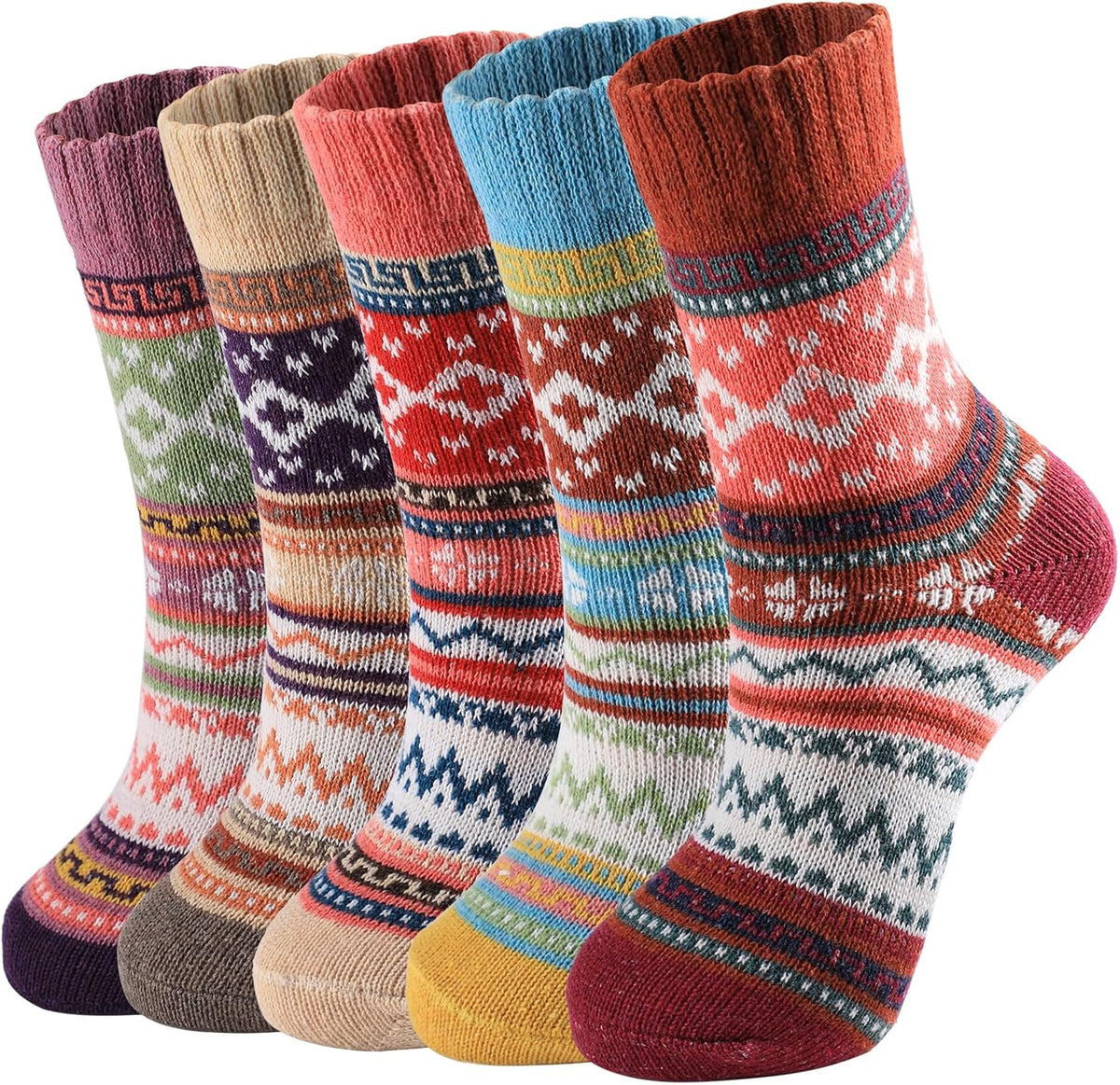 Wool Socks for Women - Womens Wool Socks Winter Sock for Women Men Warm Thick Knit Soft Vintage Casual Crew Sock