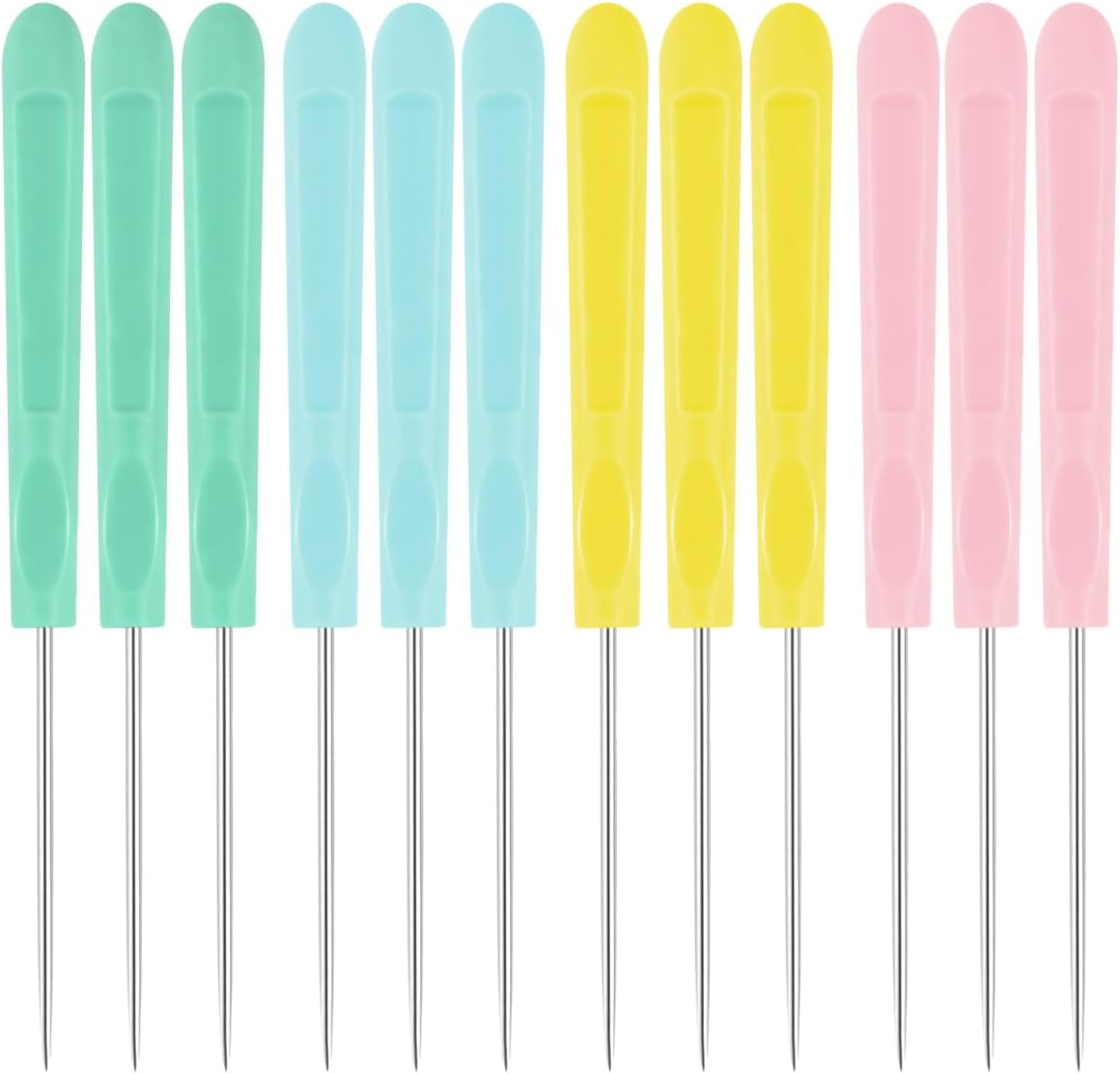 Cookie Decorating Scribe Supplies Icing Tool for Cake DIY Craft Leather Awl Sewing Stainless Steel Fondant Sugar Stir Needle Biscuit Pin Kit with Handle Baking Tool(12 Pieces 