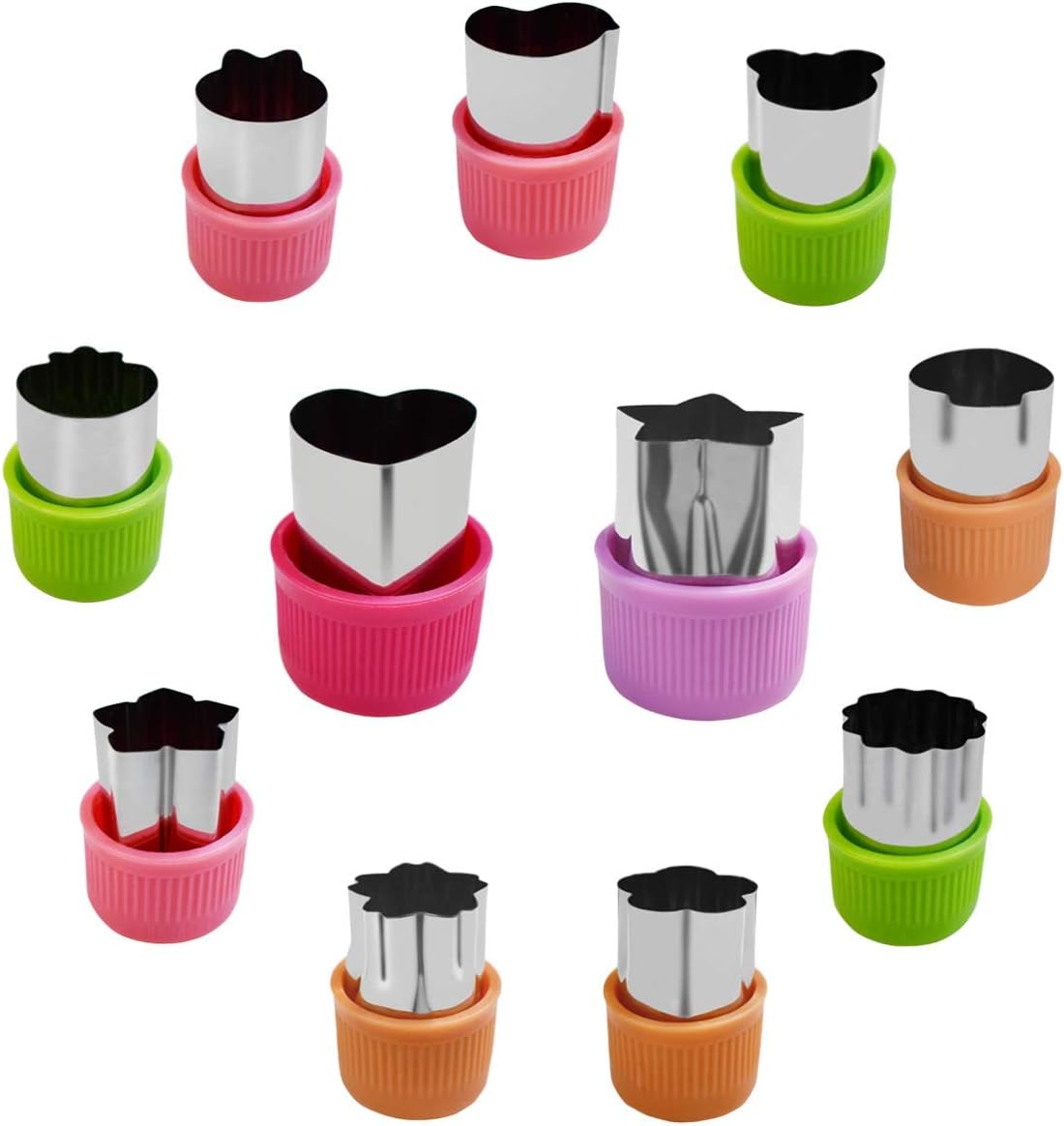 11Pcs Vegetable Cutter Shapes Set Mini Cookie & Fruit Pie Stamps Mold Stainless Steel Cutters Food for Kids Baking and Supplement Tools Accessories Christmas Gift 