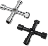 Triangle Multi-functional Sillcock Key 4 Way Square Wrench Water Utility Steel Tool for Electric Gas Meter Box Cupboard Cabinet Opening Spigots Faucet Valve 2 Paack Cross 