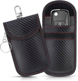 2 Pack Faraday Car Keycase Protective Bag rfid Signal Blocking Key Fob Protector Carbon Fiber Security Anti-theft Pouch Anti-Hacking Case Blocker Rfid Cage 