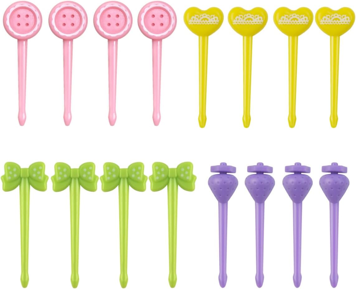 16 Pcs Fruit Picks for Kids Food Bento Lunch Box Cute Animal Toothpicks Accessories Toddler Mini Dinosaur Cartoon Forks Reusable 