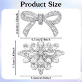 2 Pairs Rhinestone Shoe Clips for Women Dress Shoes, Bow Flower Brilliant Crystal Shoe Decor, DIY Shoes Detachable Buckle Wedding Party Accessories Mother Gifts(Sliver)