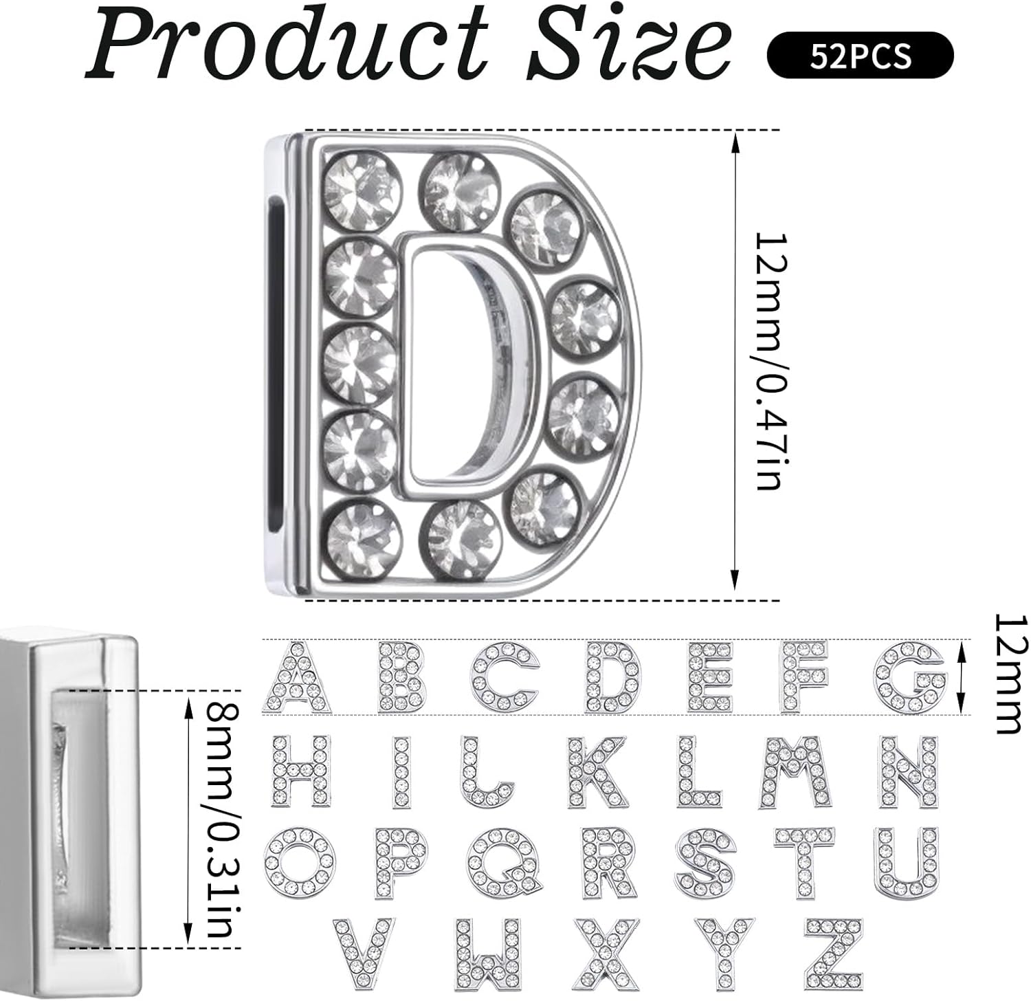 52Pcs A-Z Rhinestone Letter Charms for Bracelet,Alphabet Junk Case Charms for Jewelry Making Alphabet Beads DIY Bracelet Charm Supplies
