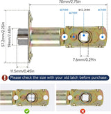 Adjustable Deadlatch 2-3/8''(60mm) or 2-3/4''(70mm), Adjustable Door Latch Entry Door Lock 45° Turning Angle Replacement Part Latch and Strike with Dust Box, Universal Smart Doors Lock Deadlatch