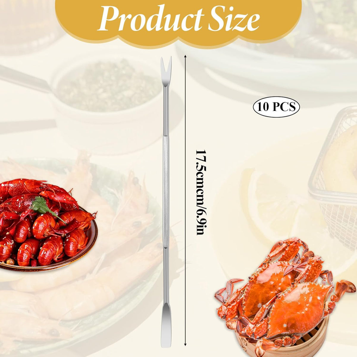 Stainless Steel Seafood Tools - 8 Piece Set, Lobster & Crab Picks, Oyster & Escargot Forks, Silver Crab Picking Tools for Kitchen & Picnic