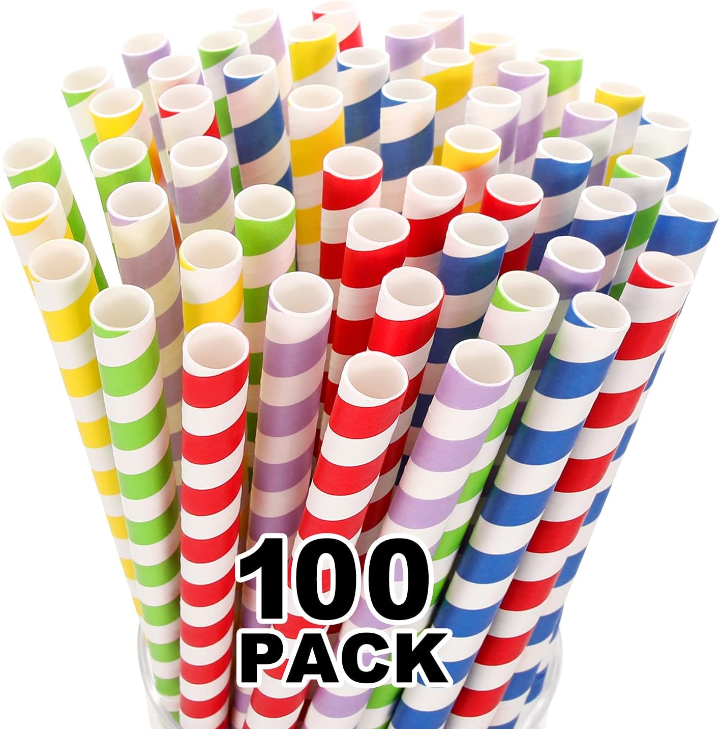 100 Pack, Extra Wide Paper Smoothie, Boba Straws - 10 mm Wide Biodegradable Straws for Bubble Tea (Tapioca, Boba Pearls), Milkshakes, Jumbo Drinks - Shower, Wedding Party Supplies Decorations